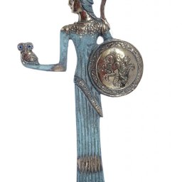 Bronze Statue of Goddess Athena holding an owl and her shield 1